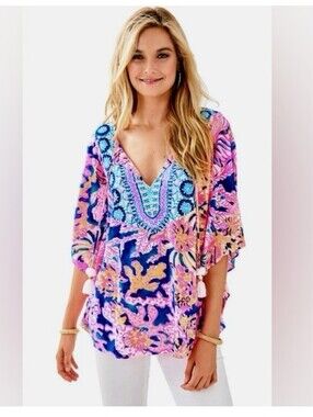 EUC Lilly Pulitzer Britta Knit Tunic In Swirling Seadream